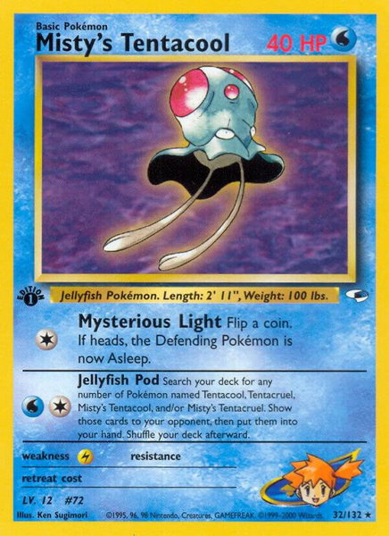Misty's Tentacool (32) trading card from Gym Heroes Misty's Tentacool (32) - Gym Heroes Pokémon trading card