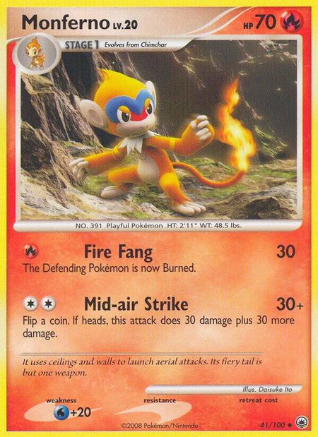 Monferno trading card from Majestic Dawn Monferno - Majestic Dawn Pokémon trading card