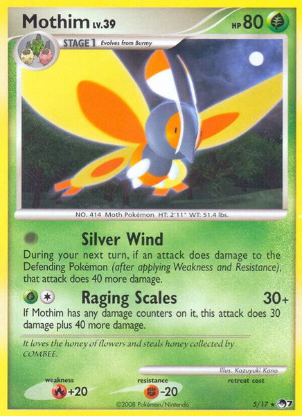 Mothim trading card from POP Series 7 Mothim - POP Series 7 Pokémon trading card