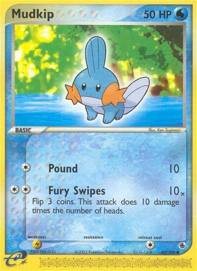 Mudkip - 60/109 trading card from Ruby and Sapphire Mudkip - 60/109 - Ruby and Sapphire Pokémon trading card