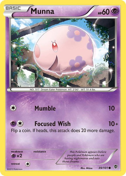 Munna trading card from Plasma Blast Munna - Plasma Blast Pokémon trading card