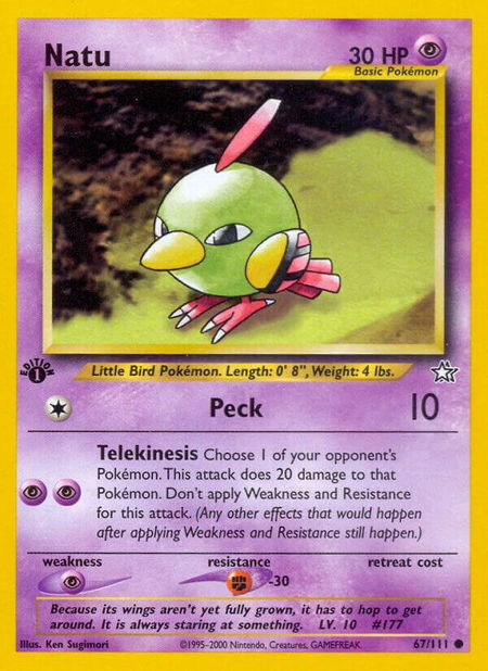 Natu - Neo Genesis Pokémon trading card