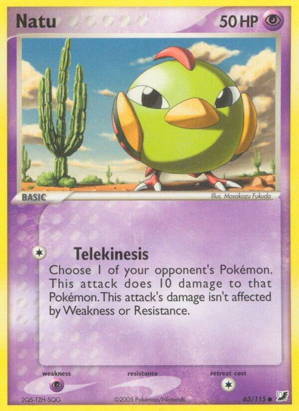 Natu trading card from Unseen Forces Natu - Unseen Forces Pokémon trading card