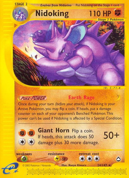 Nidoking (24) trading card from Aquapolis Nidoking (24) - Aquapolis Pokémon trading card