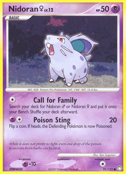 Nidoran F trading card from Mysterious Treasures Nidoran F - Mysterious Treasures Pokémon trading card