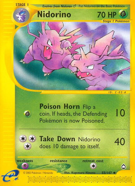 Nidorino - Aquapolis Pokémon trading card