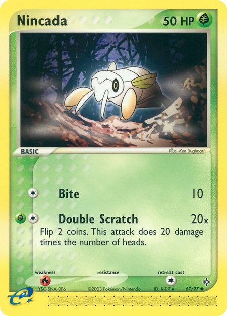 Nincada - 67/97 trading card from Dragon Nincada - 67/97 - Dragon Pokémon trading card