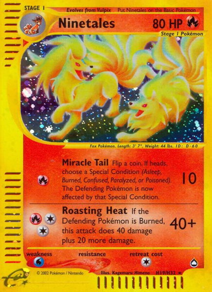 Ninetales (H19) - Aquapolis Pokémon trading card