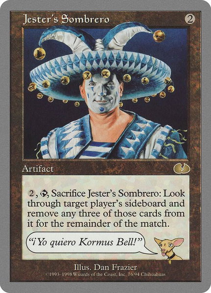 Jester's Sombrero trading card from Unglued Jester's Sombrero - Unglued Magic: The Gathering trading card