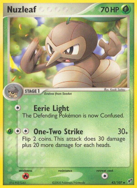 Nuzleaf trading card from Deoxys Nuzleaf - Deoxys Pokémon trading card