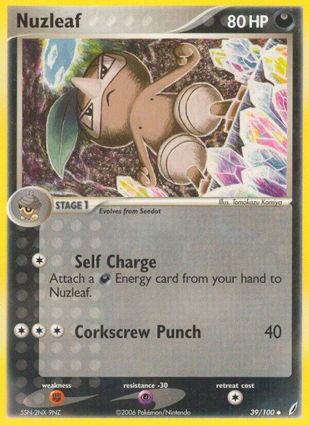 Nuzleaf trading card from Crystal Guardians Nuzleaf - Crystal Guardians Pokémon trading card