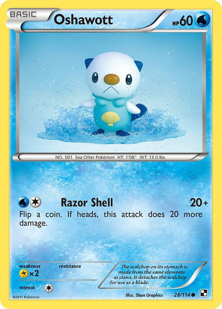 Oshawott (28) trading card from Black and White Oshawott (28) - Black and White Pokémon trading card