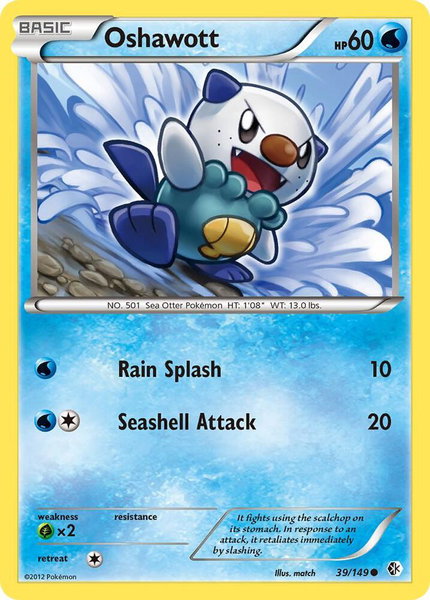Oshawott trading card from Boundaries Crossed Oshawott - Boundaries Crossed Pokémon trading card
