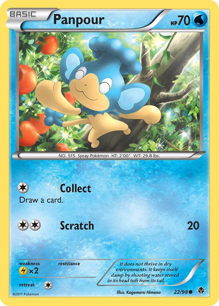 Panpour trading card from Emerging Powers Panpour - Emerging Powers Pokémon trading card