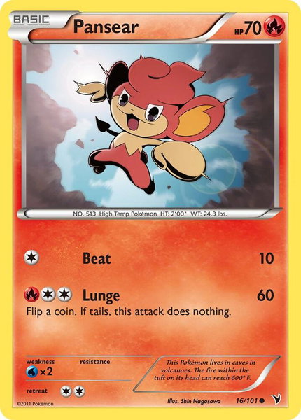 Pansear trading card from Noble Victories Pansear - Noble Victories Pokémon trading card