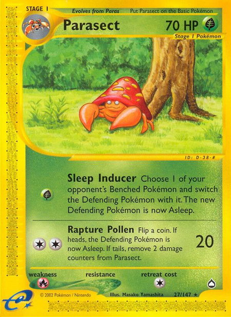 Parasect - Aquapolis Pokémon trading card