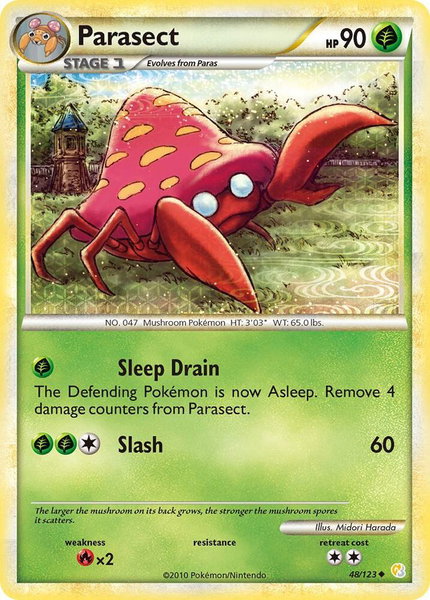 Parasect trading card from HeartGold SoulSilver Parasect - HeartGold SoulSilver Pokémon trading card