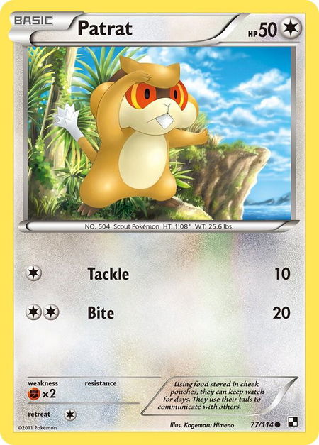 Patrat (77) - Black and White Pokémon trading card