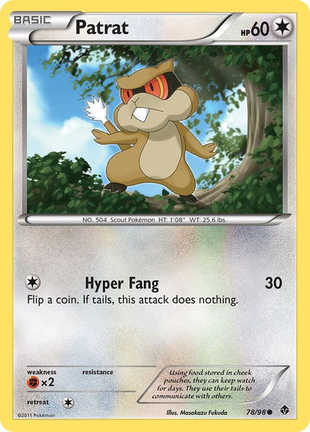 Patrat - Emerging Powers Pokémon trading card
