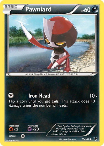 Pawniard (75) trading card from Noble Victories Pawniard (75) - Noble Victories Pokémon trading card