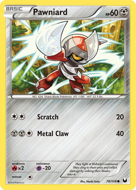 Pawniard - Dark Explorers Pokémon trading card