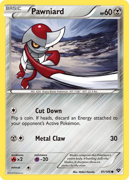 Pawniard trading card from XY Base Set Pawniard - XY Base Set Pokémon trading card
