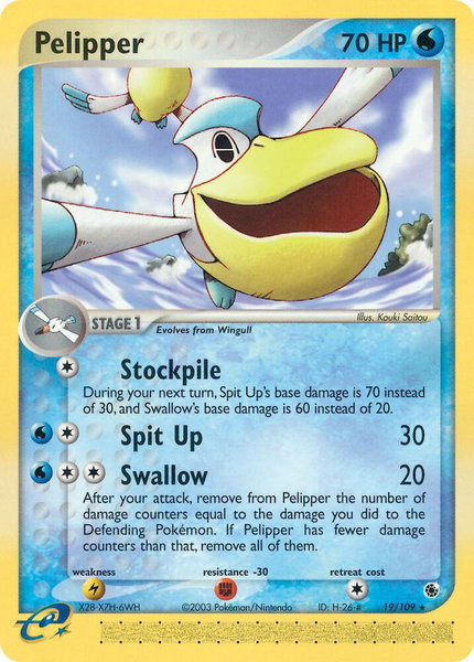 Pelipper trading card from Ruby and Sapphire Pelipper - Ruby and Sapphire Pokémon trading card