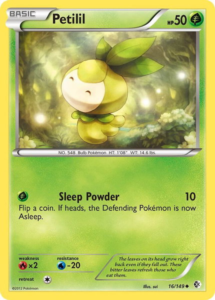 Petilil trading card from Boundaries Crossed Petilil - Boundaries Crossed Pokémon trading card