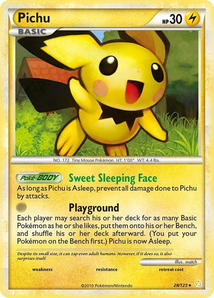 Pichu trading card from HeartGold SoulSilver Pichu - HeartGold SoulSilver Pokémon trading card