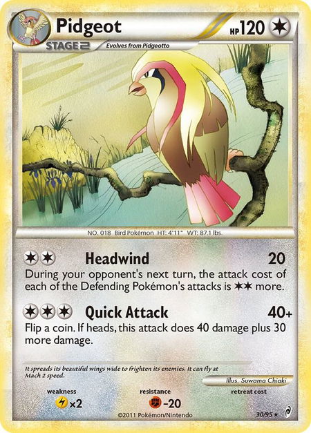 Pidgeot trading card from Call of Legends Pidgeot - Call of Legends Pokémon trading card