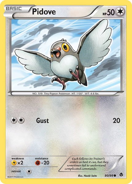 Pidove trading card from Emerging Powers Pidove - Emerging Powers Pokémon trading card