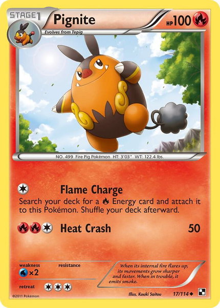 Pignite (17) trading card from Black and White Pignite (17) - Black and White Pokémon trading card