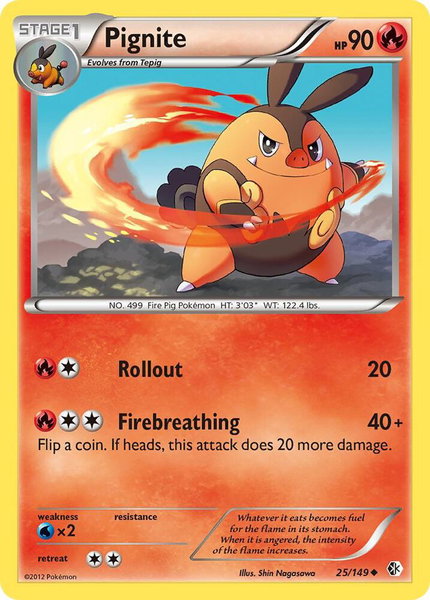 Pignite trading card from Boundaries Crossed Pignite - Boundaries Crossed Pokémon trading card