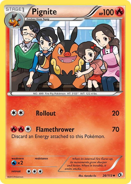 Pignite trading card from Legendary Treasures Pignite - Legendary Treasures Pokémon trading card