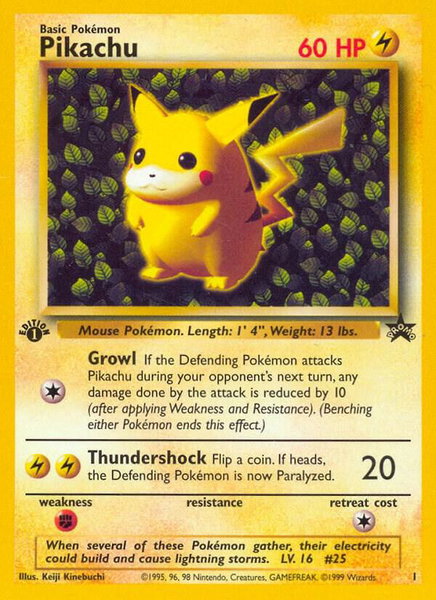 Pikachu (1) (Misprint) trading card from WoTC Promo Pikachu (1) (Misprint) - WoTC Promo Pokémon trading card