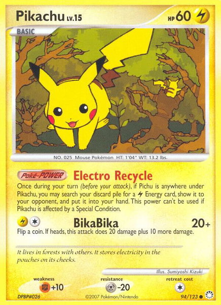Pikachu trading card from Mysterious Treasures Pikachu - Mysterious Treasures Pokémon trading card
