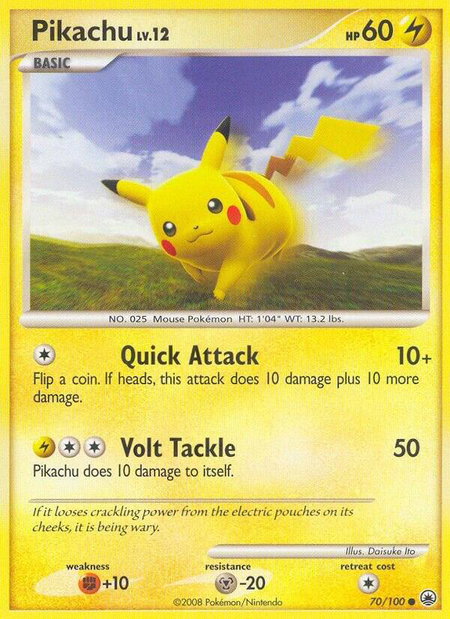 Pikachu trading card from Majestic Dawn Pikachu - Majestic Dawn Pokémon trading card