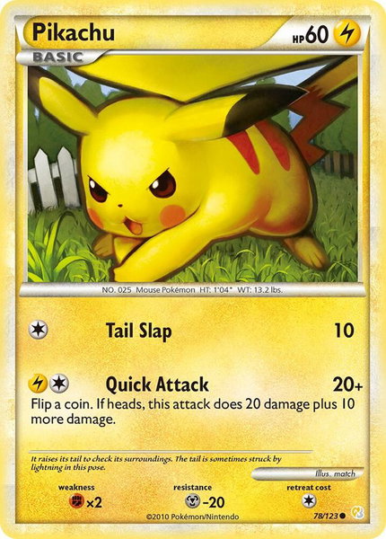 Pikachu trading card from HeartGold SoulSilver Pikachu - HeartGold SoulSilver Pokémon trading card
