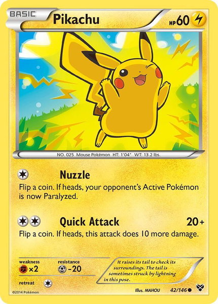 Pikachu trading card from XY Base Set Pikachu - XY Base Set Pokémon trading card