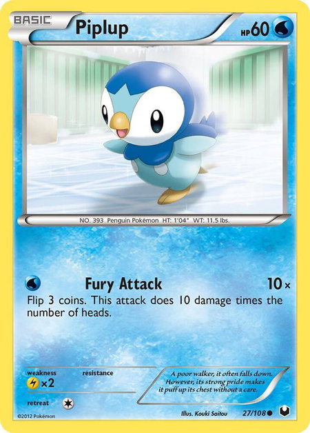 Piplup - Dark Explorers Pokémon trading card