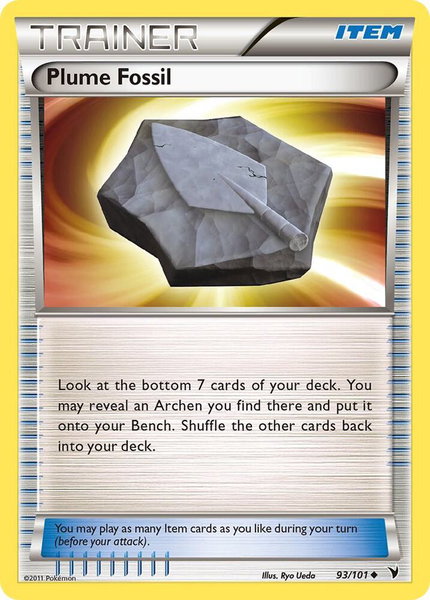 Plume Fossil trading card from Noble Victories Plume Fossil - Noble Victories Pokémon trading card