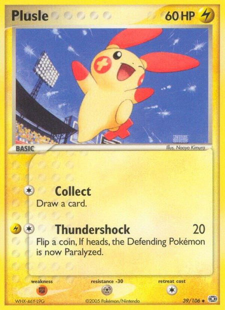 Plusle trading card from Emerald Plusle - Emerald Pokémon trading card