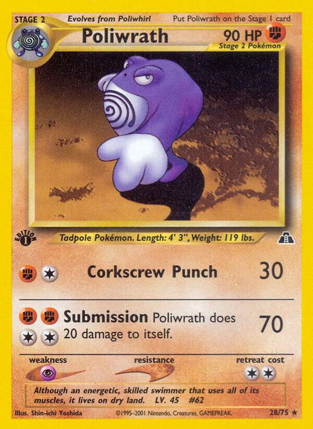 Poliwrath (28) - Neo Discovery Pokémon trading card
