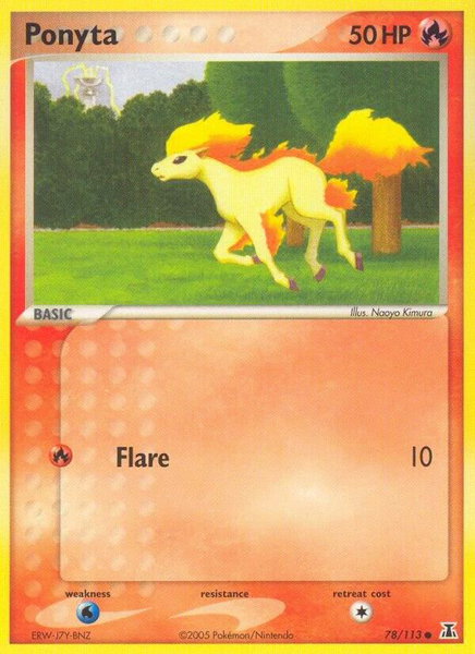 Ponyta trading card from Delta Species Ponyta - Delta Species Pokémon trading card