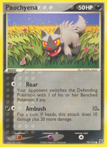 Poochyena trading card from Delta Species Poochyena - Delta Species Pokémon trading card