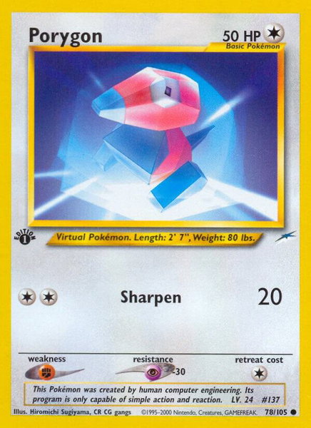 Porygon trading card from Neo Destiny Porygon - Neo Destiny Pokémon trading card