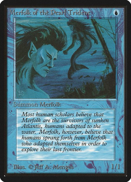 Merfolk of the Pearl Trident trading card from Beta Edition Merfolk of the Pearl Trident - Beta Edition Magic: The Gathering trading card