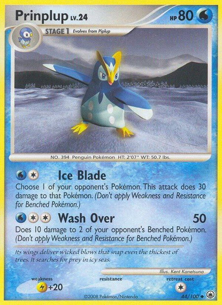 Prinplup trading card from Majestic Dawn Prinplup - Majestic Dawn Pokémon trading card