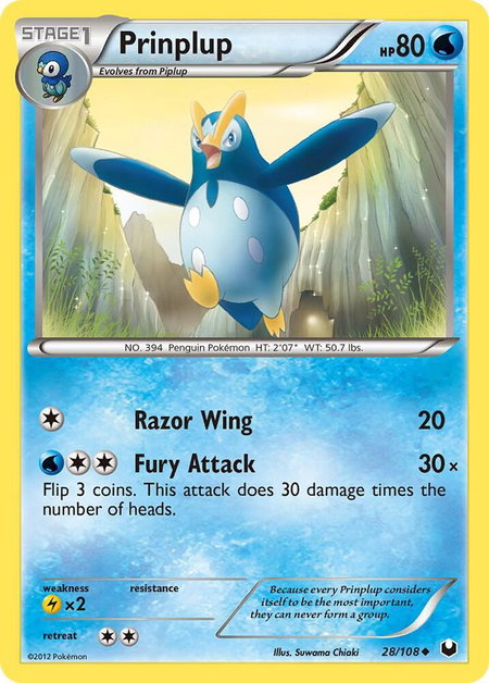 Prinplup - Dark Explorers Pokémon trading card