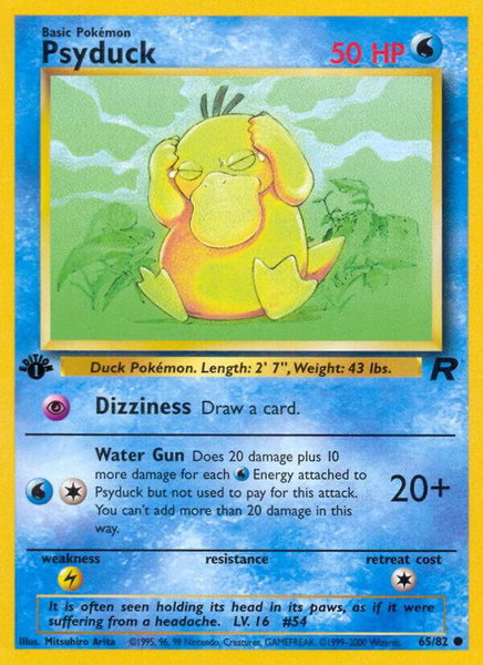 Psyduck trading card from Team Rocket Psyduck - Team Rocket Pokémon trading card